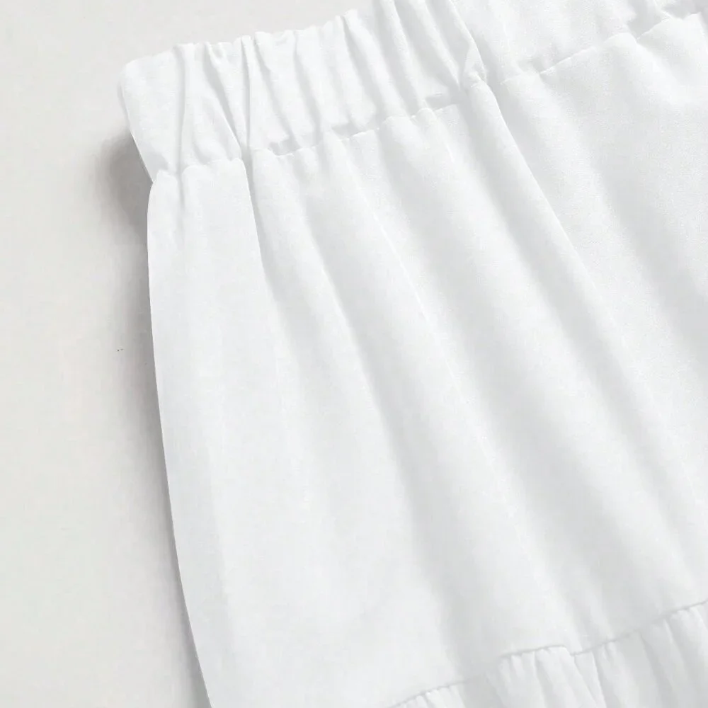 White Casual Women's Multi-Layered Ruffle Hem Long Skirt - Picture 5 of 7